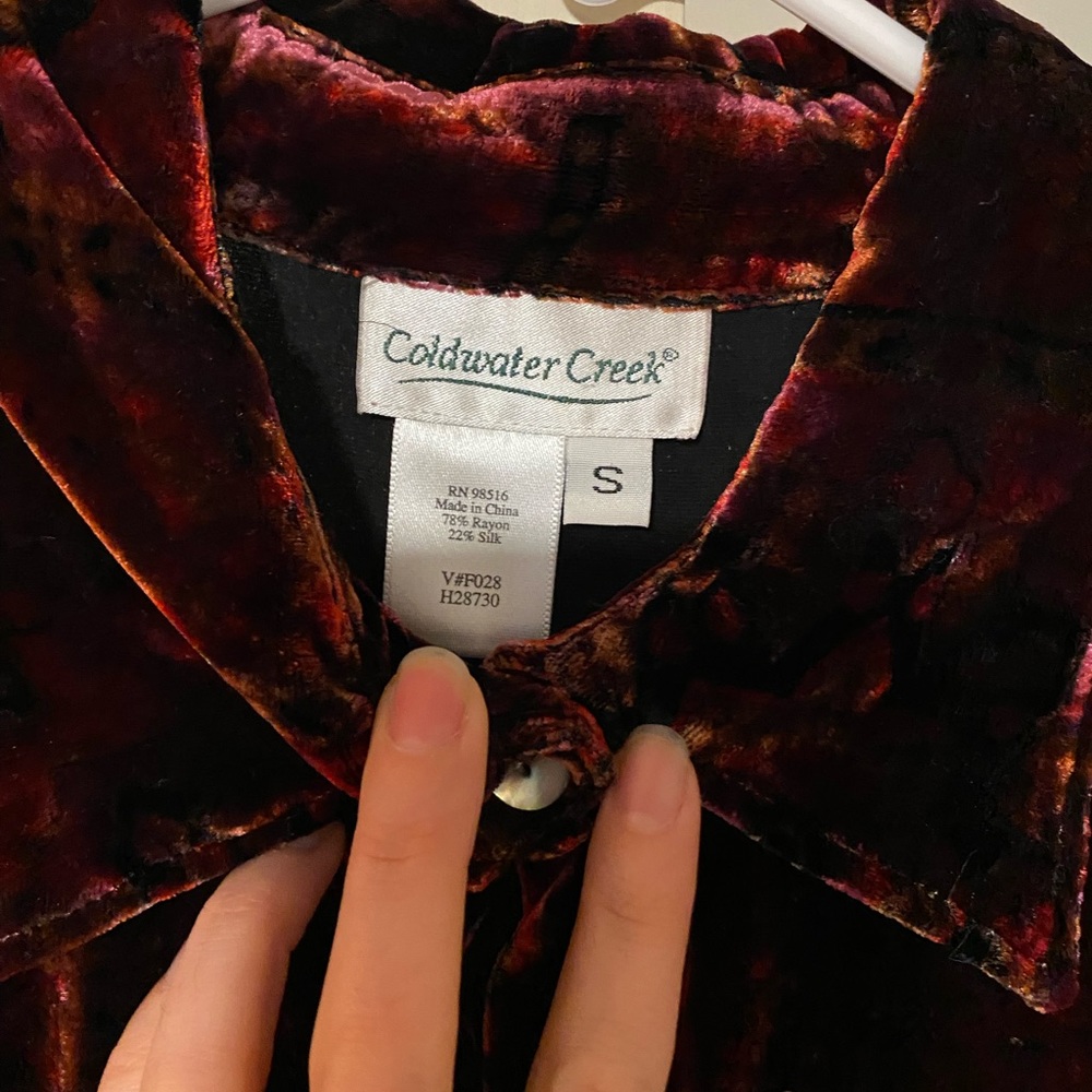 Coldwater Creek crushed velvet vintage blouse Small - Picture 5 of 8